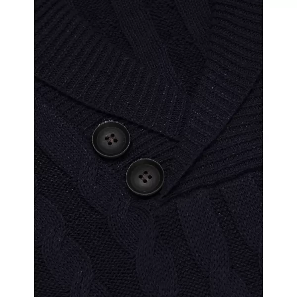 COOFANDY Men's Shawl Collar Pullover Sweater Slim Fit Casual Button Cable Knit Sweaters