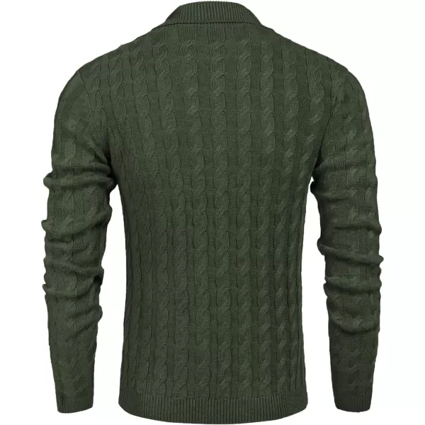 COOFANDY Men's Shawl Collar Pullover Sweater Slim Fit Casual Button Cable Knit Sweaters