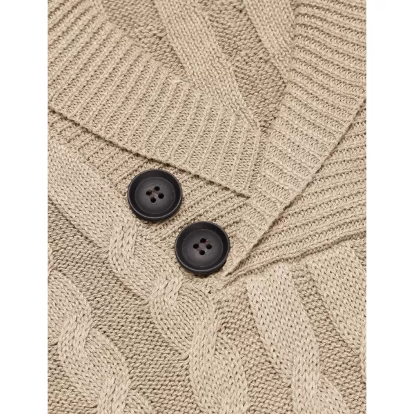 COOFANDY Men's Shawl Collar Pullover Sweater Slim Fit Casual Button Cable Knit Sweaters