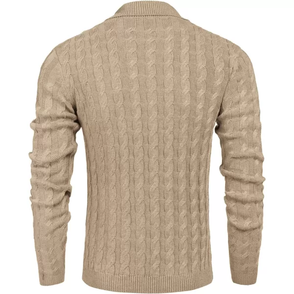 COOFANDY Men's Shawl Collar Pullover Sweater Slim Fit Casual Button Cable Knit Sweaters
