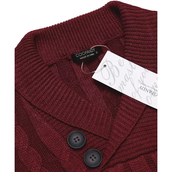 COOFANDY Men's Shawl Collar Pullover Sweater Slim Fit Casual Button Cable Knit Sweaters