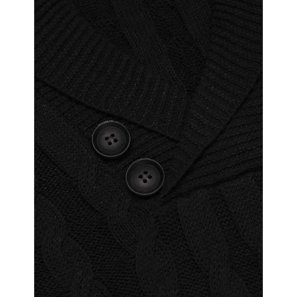 COOFANDY Men's Shawl Collar Pullover Sweater Slim Fit Casual Button Cable Knit Sweaters