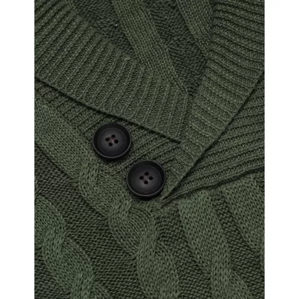 COOFANDY Men's Shawl Collar Pullover Sweater Slim Fit Casual Button Cable Knit Sweaters