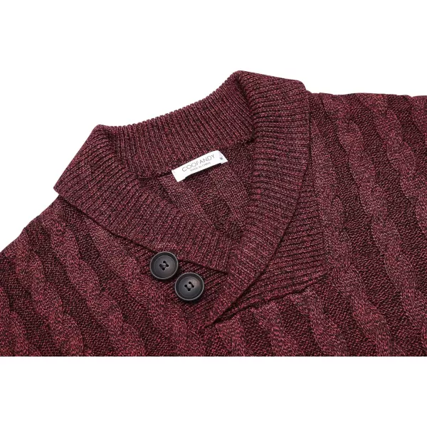 COOFANDY Men's Shawl Collar Pullover Sweater Slim Fit Casual Button Cable Knit Sweaters
