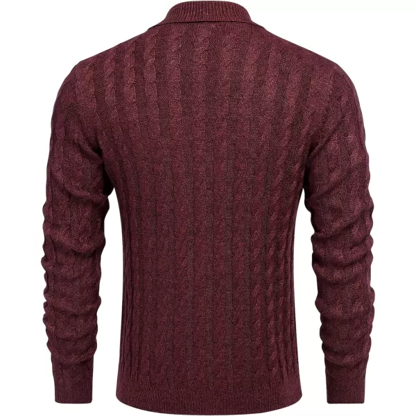 COOFANDY Men's Shawl Collar Pullover Sweater Slim Fit Casual Button Cable Knit Sweaters