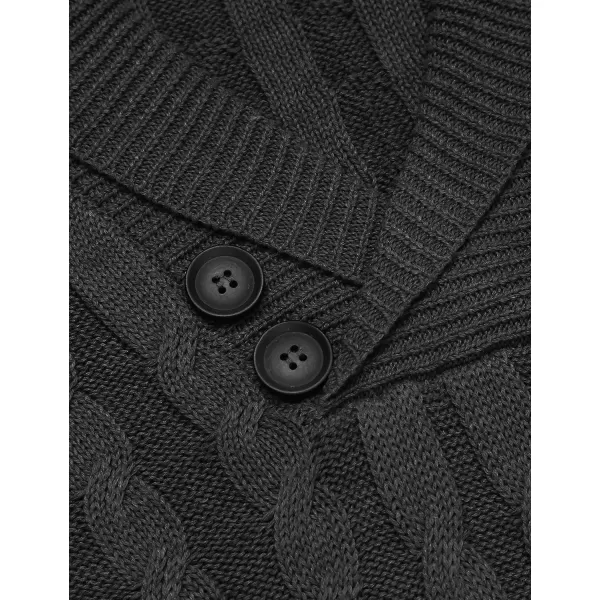 COOFANDY Men's Shawl Collar Pullover Sweater Slim Fit Casual Button Cable Knit Sweaters