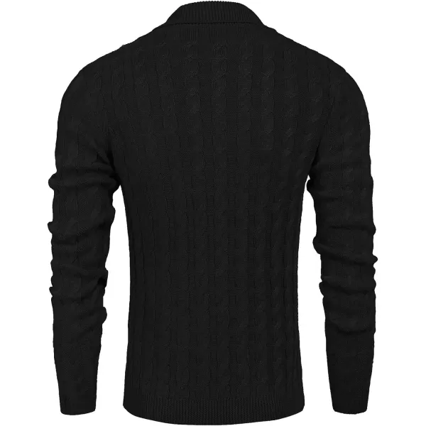 COOFANDY Men's Shawl Collar Pullover Sweater Slim Fit Casual Button Cable Knit Sweaters