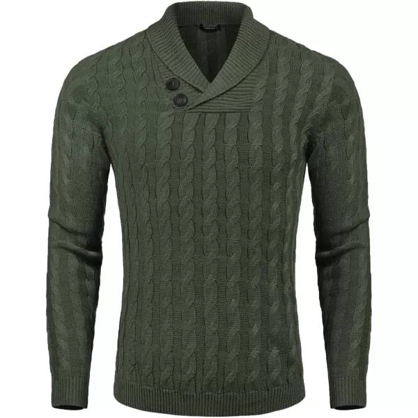 COOFANDY Men's Shawl Collar Pullover Sweater Slim Fit Casual Button Cable Knit Sweaters