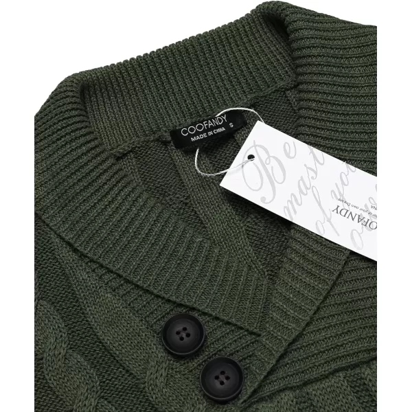 COOFANDY Men's Shawl Collar Pullover Sweater Slim Fit Casual Button Cable Knit Sweaters