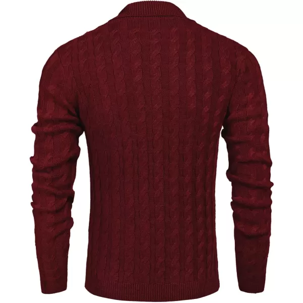 COOFANDY Men's Shawl Collar Pullover Sweater Slim Fit Casual Button Cable Knit Sweaters