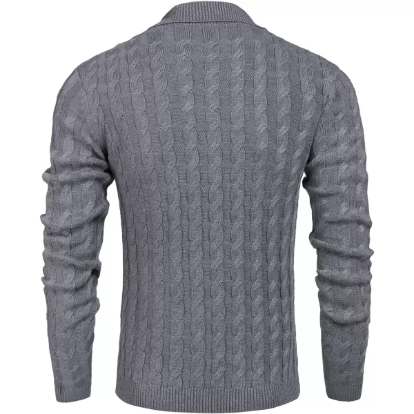 COOFANDY Men's Shawl Collar Pullover Sweater Slim Fit Casual Button Cable Knit Sweaters