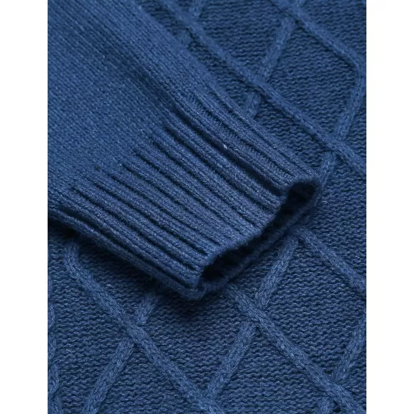 COOFANDY Men's Shawl Collar Sweaters V-Neck Relaxed Fit Cable Pullovers