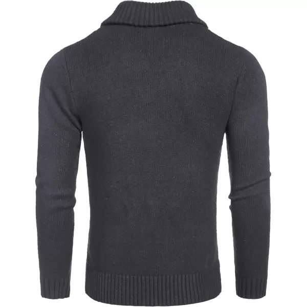 COOFANDY Men's Shawl Collar Sweaters V-Neck Relaxed Fit Cable Pullovers