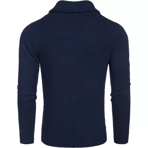 COOFANDY Men's Shawl Collar Sweaters V-Neck Relaxed Fit Cable Pullovers