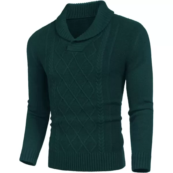 COOFANDY Men's Shawl Collar Sweaters V-Neck Relaxed Fit Cable Pullovers