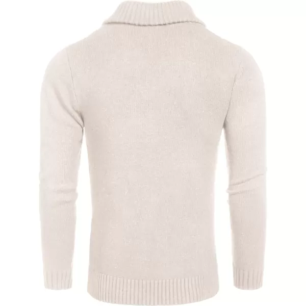 COOFANDY Men's Shawl Collar Sweaters V-Neck Relaxed Fit Cable Pullovers