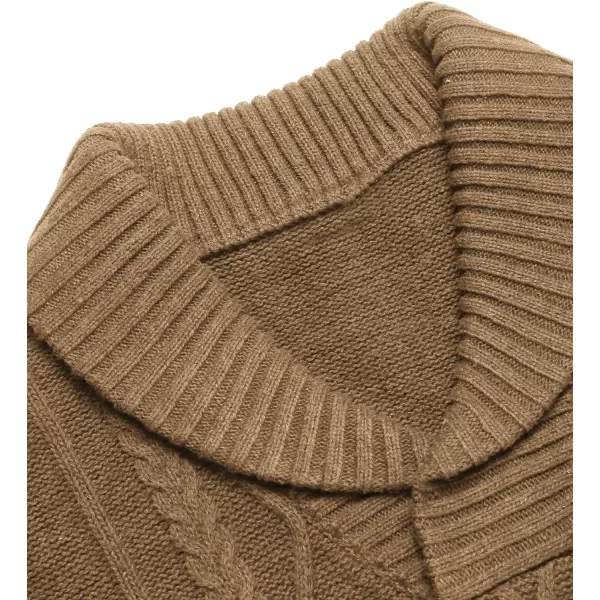 COOFANDY Men's Shawl Collar Sweaters V-Neck Relaxed Fit Cable Pullovers