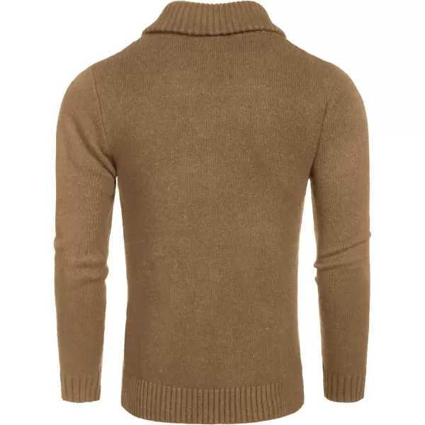 COOFANDY Men's Shawl Collar Sweaters V-Neck Relaxed Fit Cable Pullovers