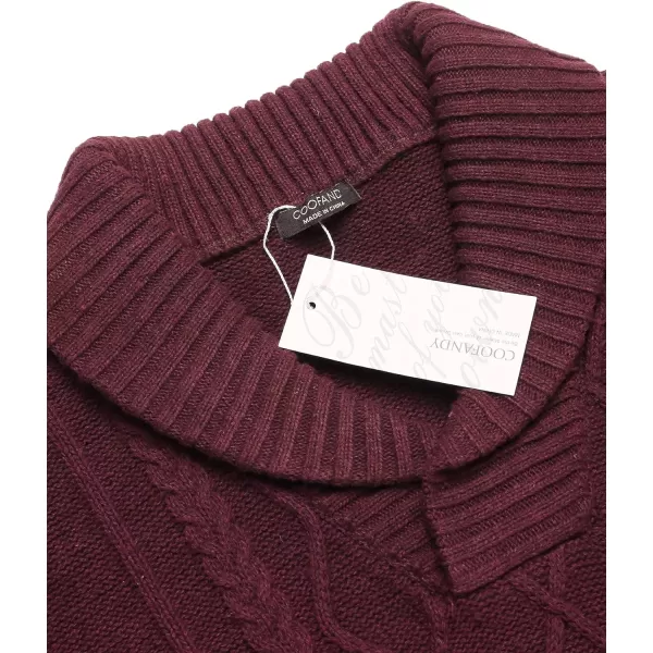 COOFANDY Men's Shawl Collar Sweaters V-Neck Relaxed Fit Cable Pullovers