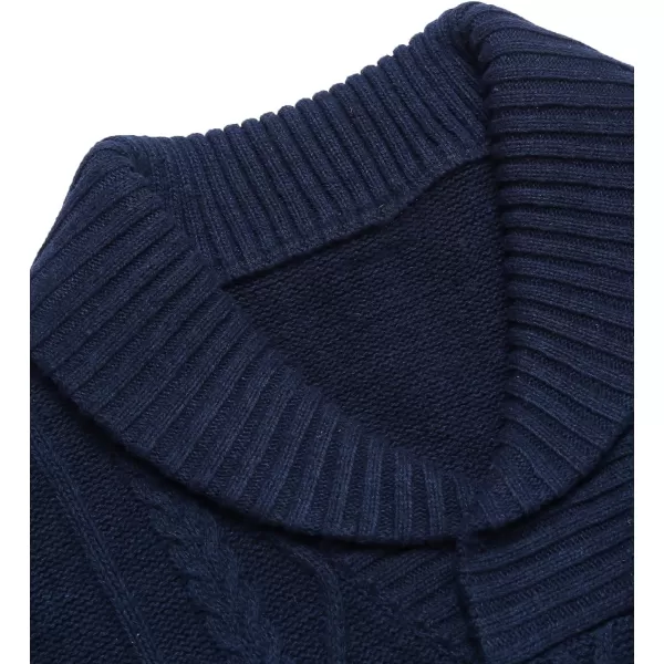 COOFANDY Men's Shawl Collar Sweaters V-Neck Relaxed Fit Cable Pullovers