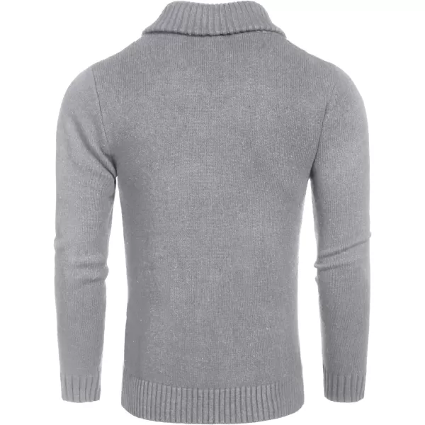 COOFANDY Men's Shawl Collar Sweaters V-Neck Relaxed Fit Cable Pullovers