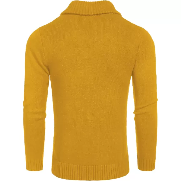 COOFANDY Men's Shawl Collar Sweaters V-Neck Relaxed Fit Cable Pullovers
