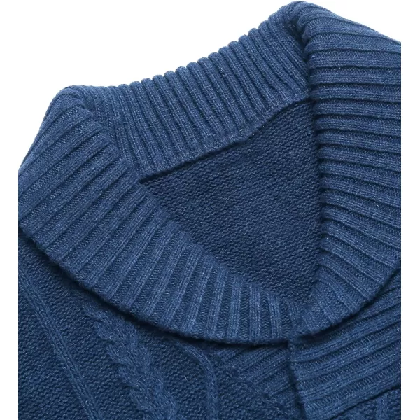 COOFANDY Men's Shawl Collar Sweaters V-Neck Relaxed Fit Cable Pullovers