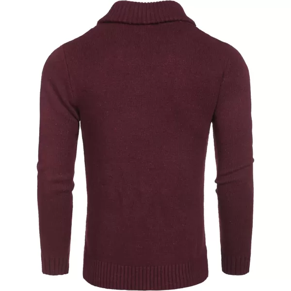 COOFANDY Men's Shawl Collar Sweaters V-Neck Relaxed Fit Cable Pullovers