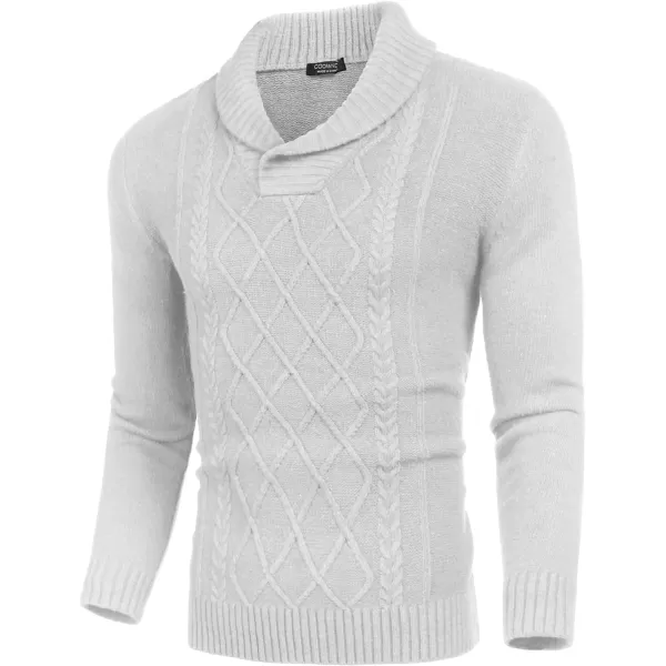 COOFANDY Men's Shawl Collar Sweaters V-Neck Relaxed Fit Cable Pullovers