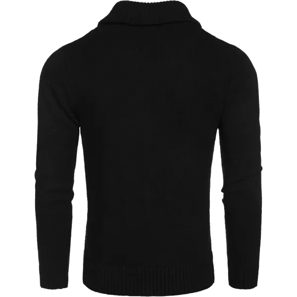 COOFANDY Men's Shawl Collar Sweaters V-Neck Relaxed Fit Cable Pullovers