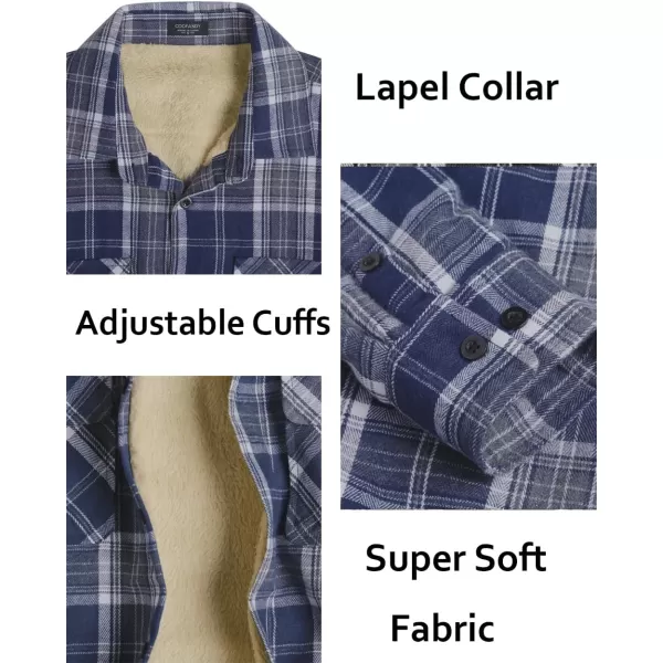COOFANDY Men's Sherpa Lined Flannel Shirt Jacket Long Sleeve Button Up Fleece Plaid Shirts