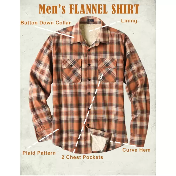 COOFANDY Men's Sherpa Lined Flannel Shirt Jacket Long Sleeve Button Up Fleece Plaid Shirts