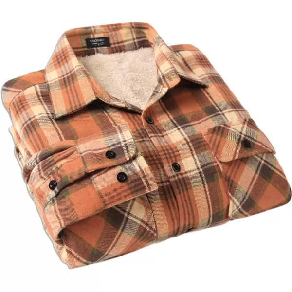 COOFANDY Men's Sherpa Lined Flannel Shirt Jacket Long Sleeve Button Up Fleece Plaid Shirts