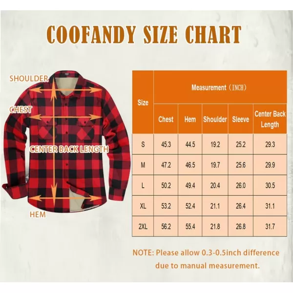 COOFANDY Men's Sherpa Lined Flannel Shirt Jacket Long Sleeve Button Up Fleece Plaid Shirts