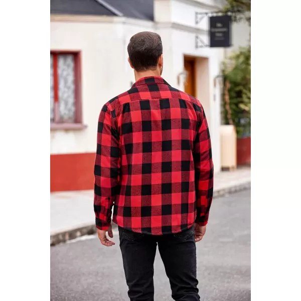 COOFANDY Men's Sherpa Lined Flannel Shirt Jacket Long Sleeve Button Up Fleece Plaid Shirts
