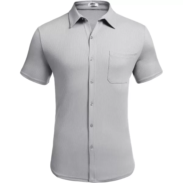 COOFANDY Men's Short Sleeve Wrinkle Free Knit Polo Shirt Causal Button Down Summer Camp Beach Shirts