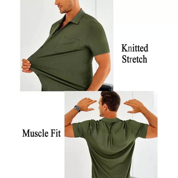 COOFANDY Men's Short Sleeve Wrinkle Free Knit Polo Shirt Causal Button Down Summer Camp Beach Shirts