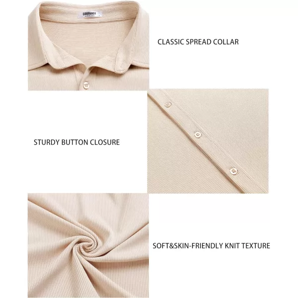 COOFANDY Men's Short Sleeve Wrinkle Free Knit Polo Shirt Causal Button Down Summer Camp Beach Shirts