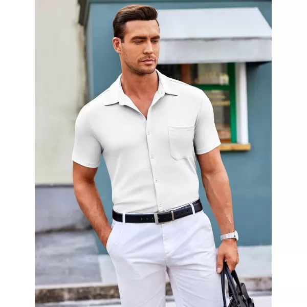 COOFANDY Men's Short Sleeve Wrinkle Free Knit Polo Shirt Causal Button Down Summer Camp Beach Shirts