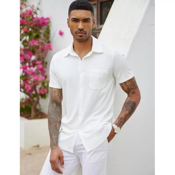 COOFANDY Men's Short Sleeve Wrinkle Free Knit Polo Shirt Causal Button Down Summer Camp Beach Shirts