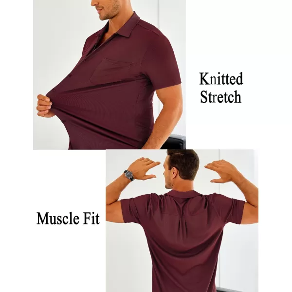 COOFANDY Men's Short Sleeve Wrinkle Free Knit Polo Shirt Causal Button Down Summer Camp Beach Shirts