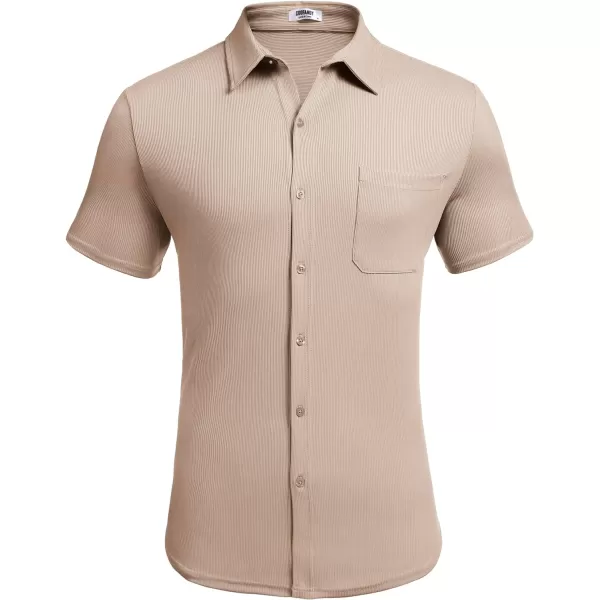 COOFANDY Men's Short Sleeve Wrinkle Free Knit Polo Shirt Causal Button Down Summer Camp Beach Shirts