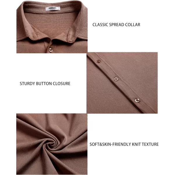 COOFANDY Men's Short Sleeve Wrinkle Free Knit Polo Shirt Causal Button Down Summer Camp Beach Shirts