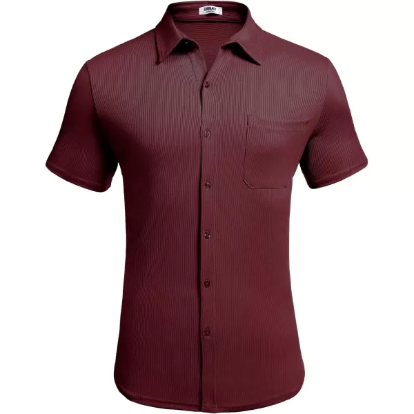 COOFANDY Men's Short Sleeve Wrinkle Free Knit Polo Shirt Causal Button Down Summer Camp Beach Shirts