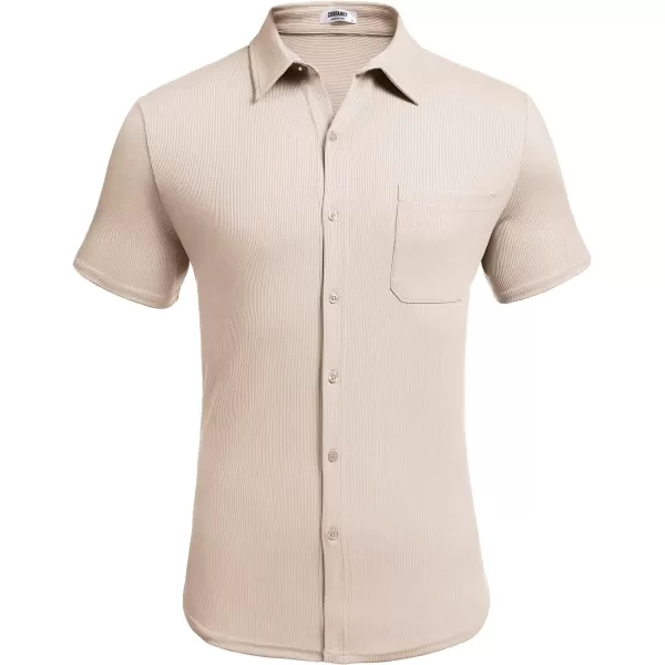 COOFANDY Men's Short Sleeve Wrinkle Free Knit Polo Shirt Causal Button Down Summer Camp Beach Shirts