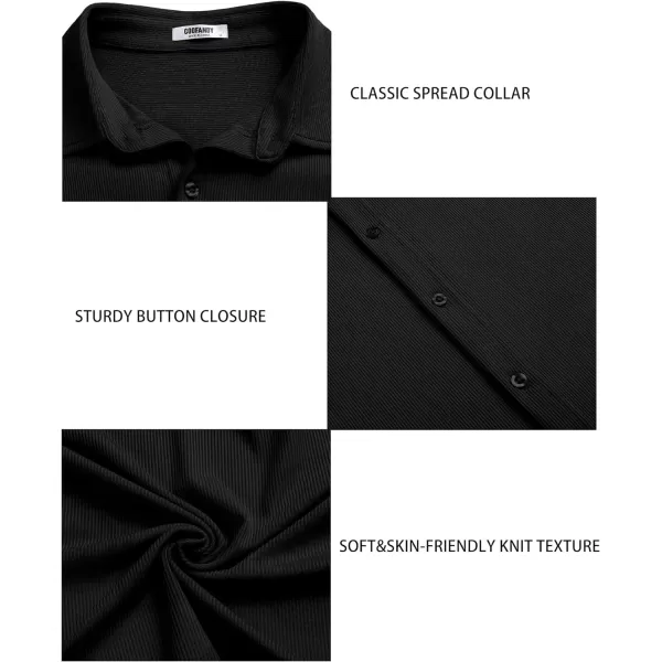 COOFANDY Men's Short Sleeve Wrinkle Free Knit Polo Shirt Causal Button Down Summer Camp Beach Shirts