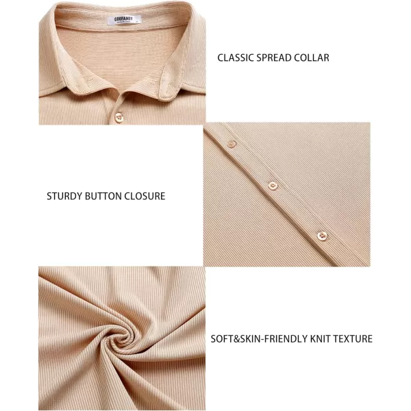 COOFANDY Men's Short Sleeve Wrinkle Free Knit Polo Shirt Causal Button Down Summer Camp Beach Shirts