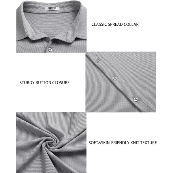 COOFANDY Men's Short Sleeve Wrinkle Free Knit Polo Shirt Causal Button Down Summer Camp Beach Shirts
