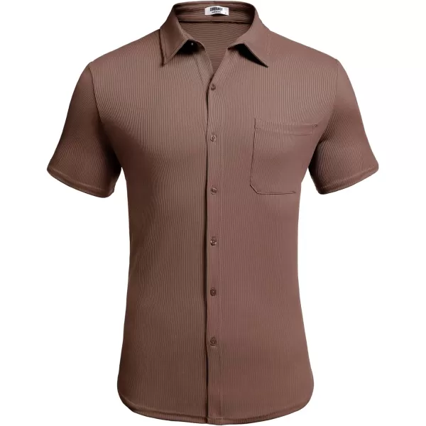 COOFANDY Men's Short Sleeve Wrinkle Free Knit Polo Shirt Causal Button Down Summer Camp Beach Shirts