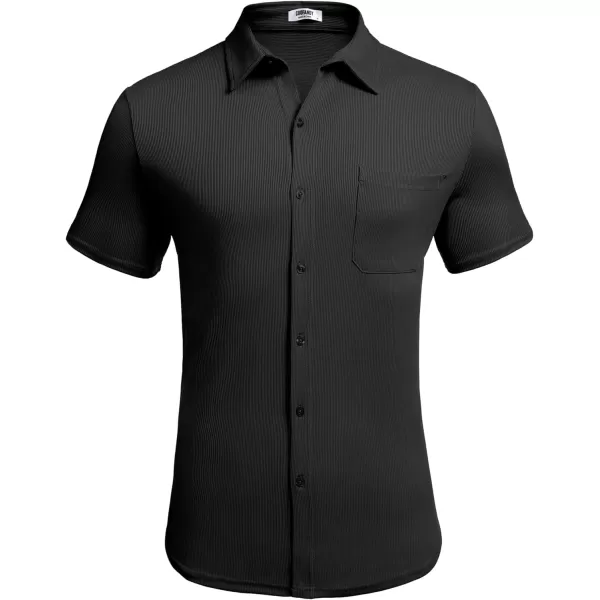 COOFANDY Men's Short Sleeve Wrinkle Free Knit Polo Shirt Causal Button Down Summer Camp Beach Shirts